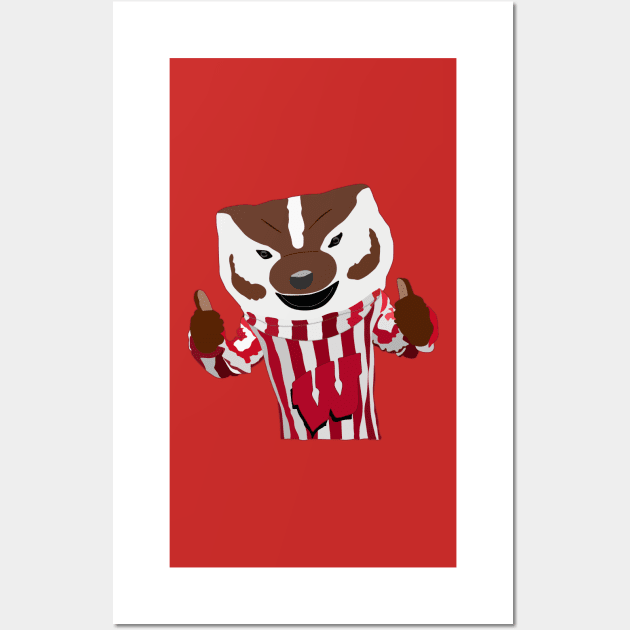 Bucky Badger Cartoon Drawing Wall Art by sydneyurban